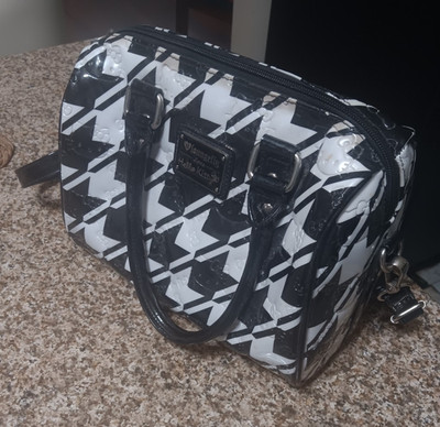 Loungefly Hello Kitty Black/White Houndstooth Patent Satchel w/ Strap