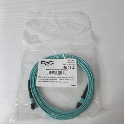 Legrand 31418 5M MTP 10G OM3 MM FIBER-AQUA Fiber Optic Cable 15 Ft C2G
