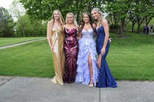 Prom dress size 4 purple, silver, black