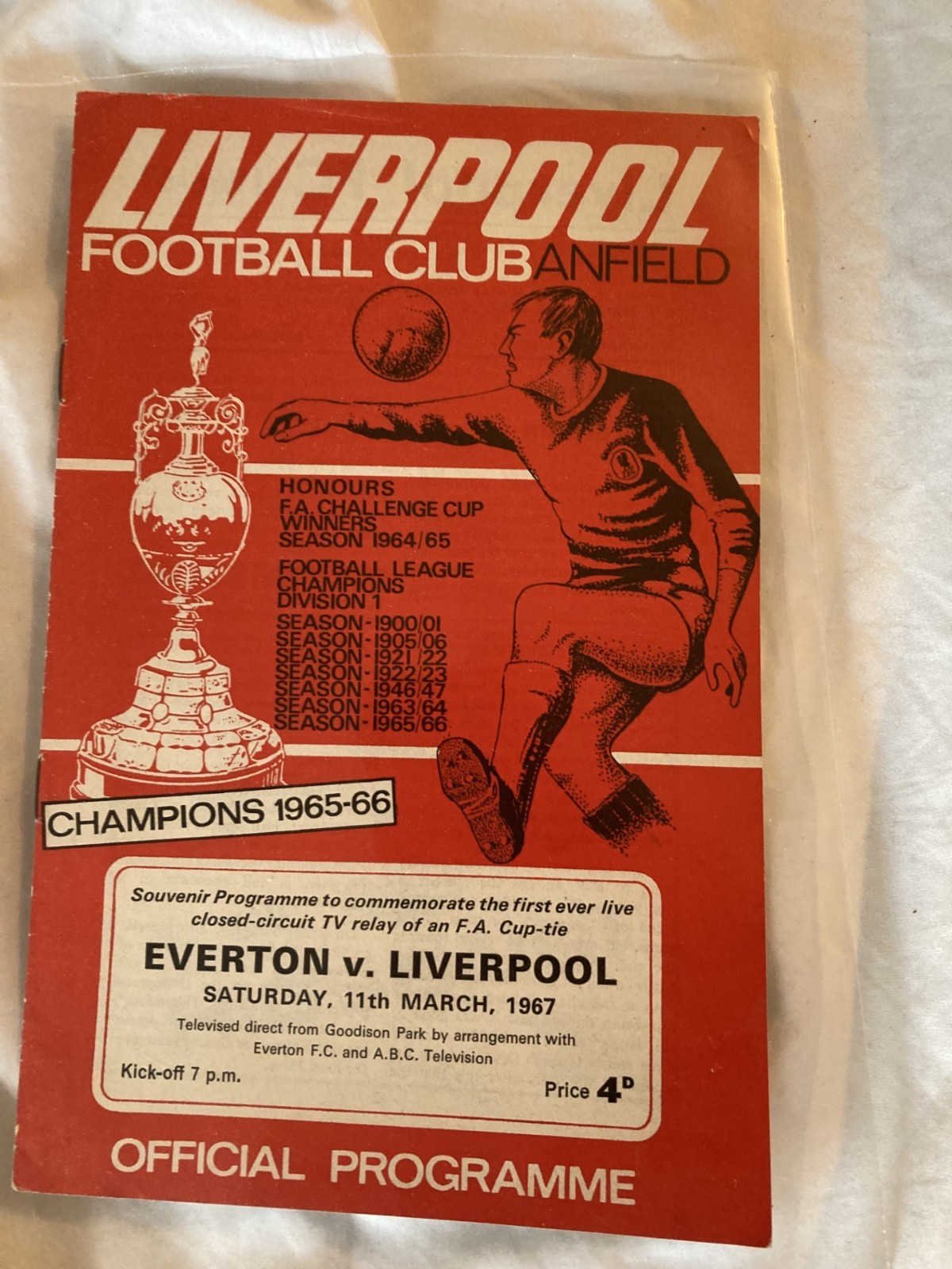 Everton v Liverpool Programme 11 Mar1967 (Screened at Anfield) 66/67
