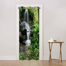 Beautiful Waterfall Doorway Curtains Garden Flower Tree Doorway Privacy Black...