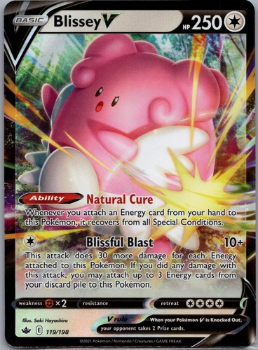 Blissey V 119/198 Holo Ultra Rare Chilling Reign Pokemon Near Mint