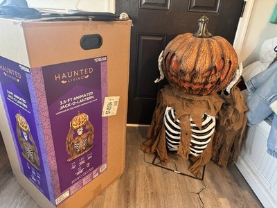 3.5 Ft Animated Jack-O-Lantern LED POP-UP Pumpkin Head Animatronic Halloween NEW
