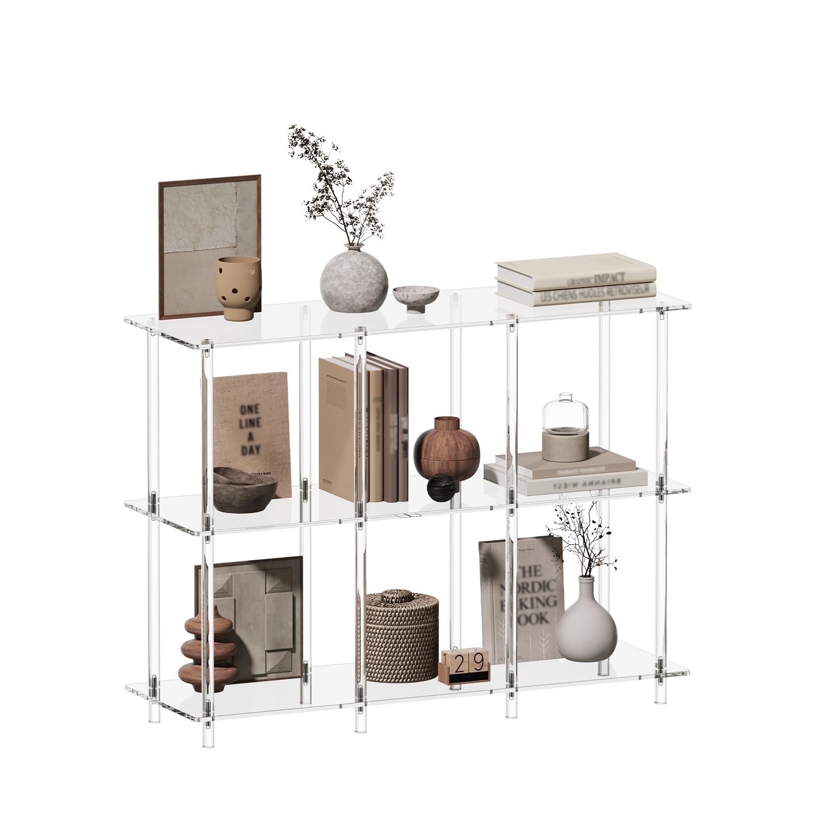 Clear 3-Tier Acrylic Bookshelf 35.4