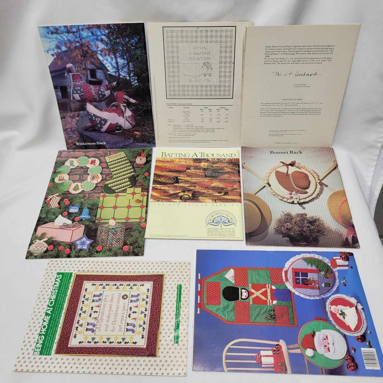 Lot Of 16 Crafting Patterns Projects Booklets Quilted Applique Hoops Sewing Vtg 