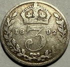 1892 Victoria Threepence — photo from another recent sale