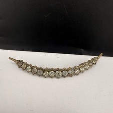 Vintage Rhinestone Brooch Crescent Moon Paste Stones