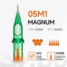 20Pcs 1205M1 Tattoo Cartridge Needles 12 Magnum M1 Sterile Disposable