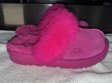UGG Mules Slippers Girls Size 10 Hot Pink Suede Comfort Slip On