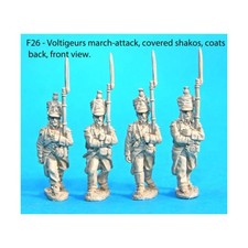Miniatures Infantry (28mm) Four Voltigeurs in March-Attack Poses #2 New