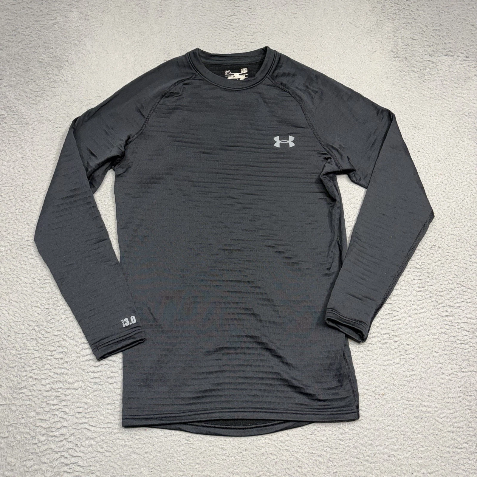 Under Armour Base 3.0 Shirt Men Medium Black Pullover Crew Neck Sweater Fitted