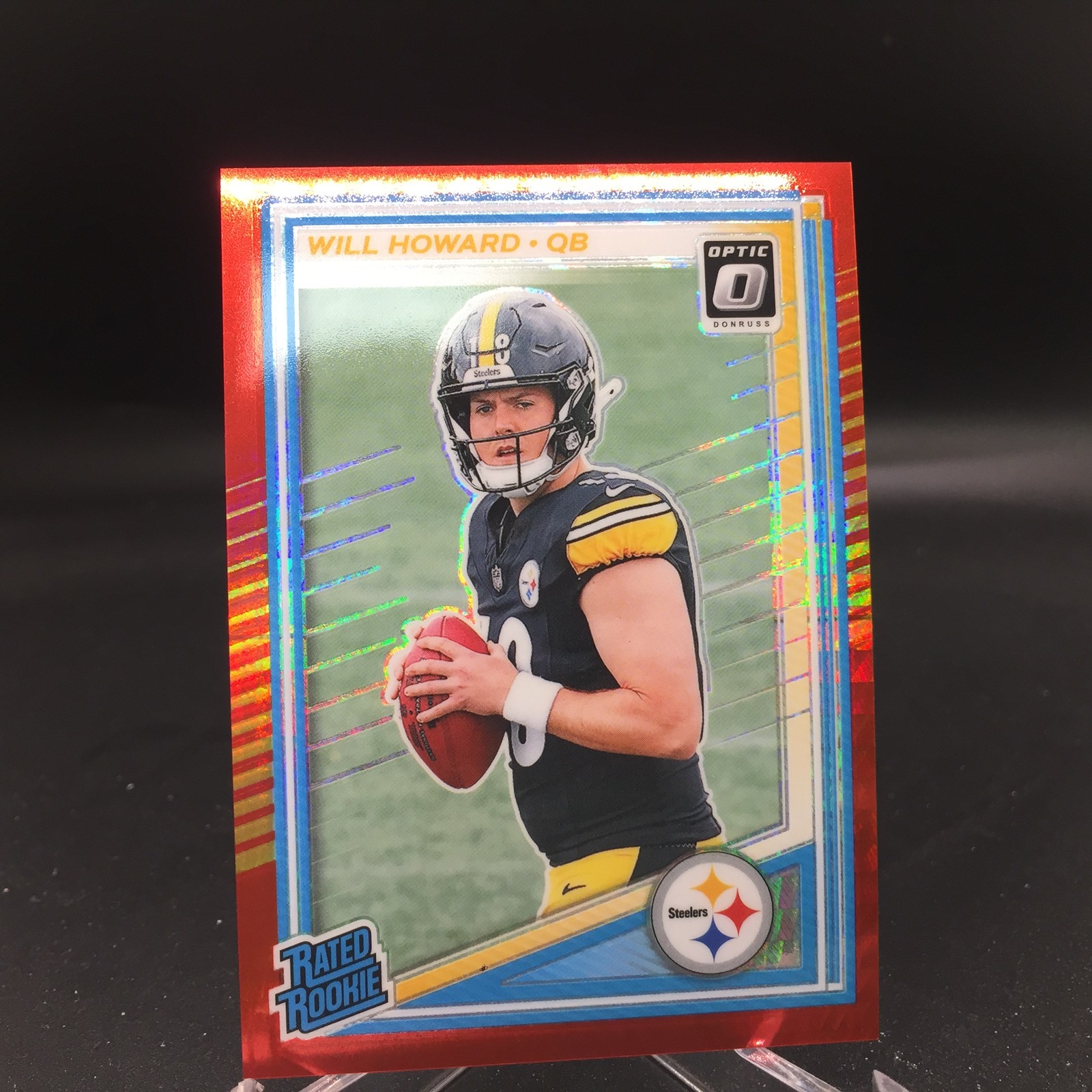 Will Howard 2025 Donruss Optic Red Hyper 233 Pittsburgh Steelers Rookie