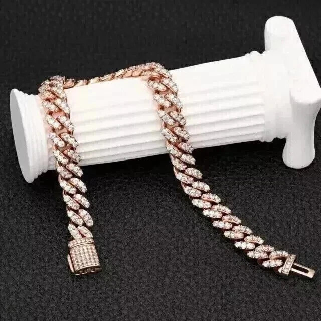 Brazalete de tenis para mujer de diamantes simulados de corte redondo de 4 quilates enchapado en oro rosa de 14 k Foto 2 de 4