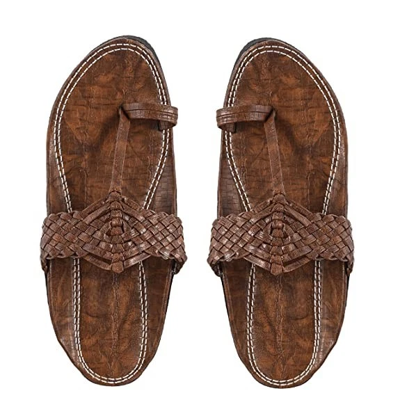 Mens Kolhapuri leather jutti mojari ethnic flat flip-flop US size 8-12 Brown Tan
Opens in a new wind