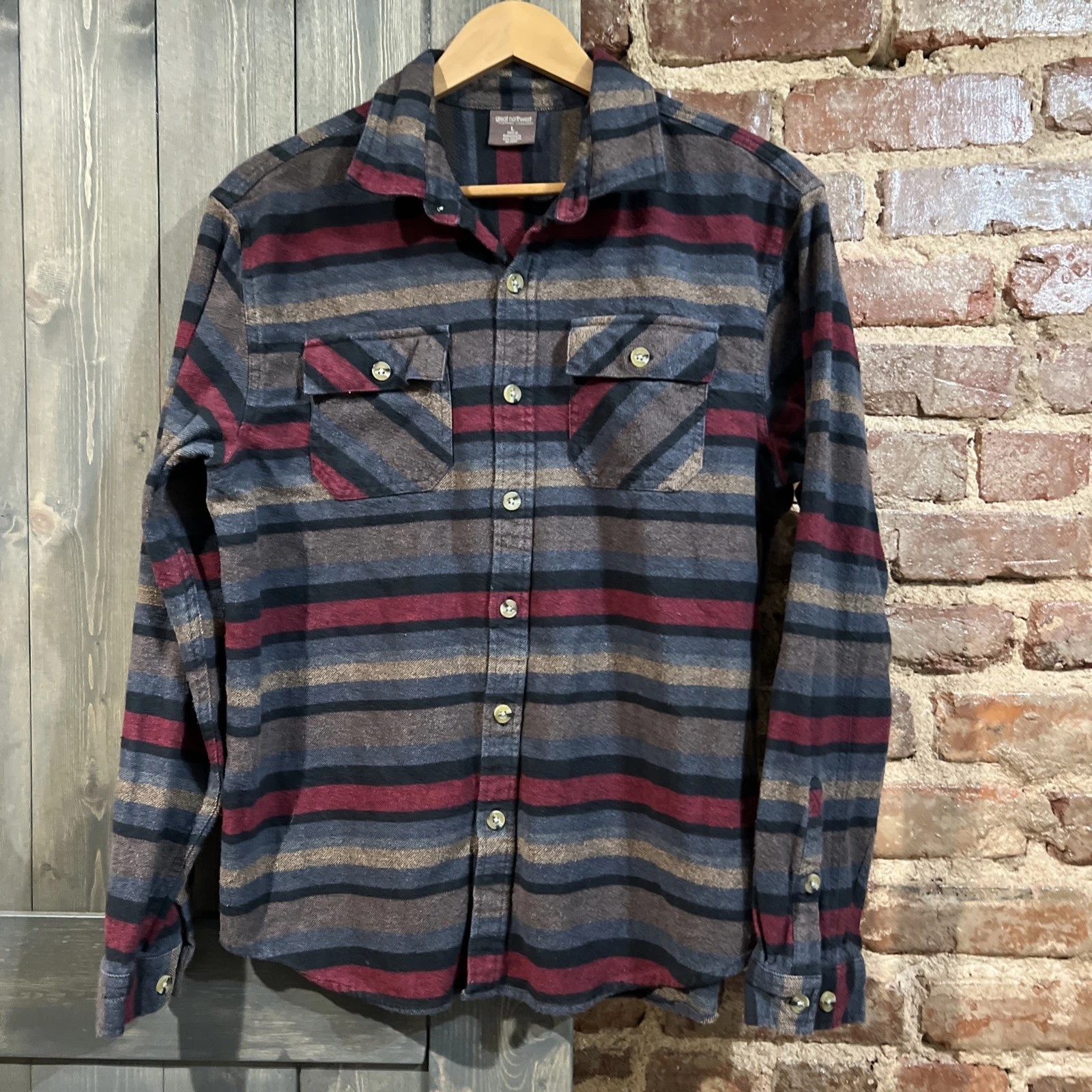 Great Northwest Mens 100% Cotton Long Sleeve Button Up Flannel Shirt SZ Large