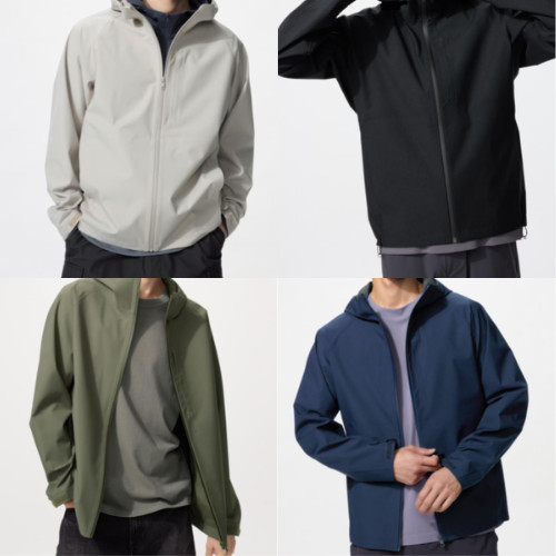 Men BLOCKTECH Parka 3D Cut UNIQLO Water-resistant Breathable Windproof NEW