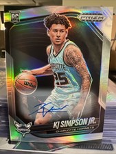 KJ Simpson Jr.  2024-25 Panini Prizm Black Silver Prizm Auto, Hornets RC #207