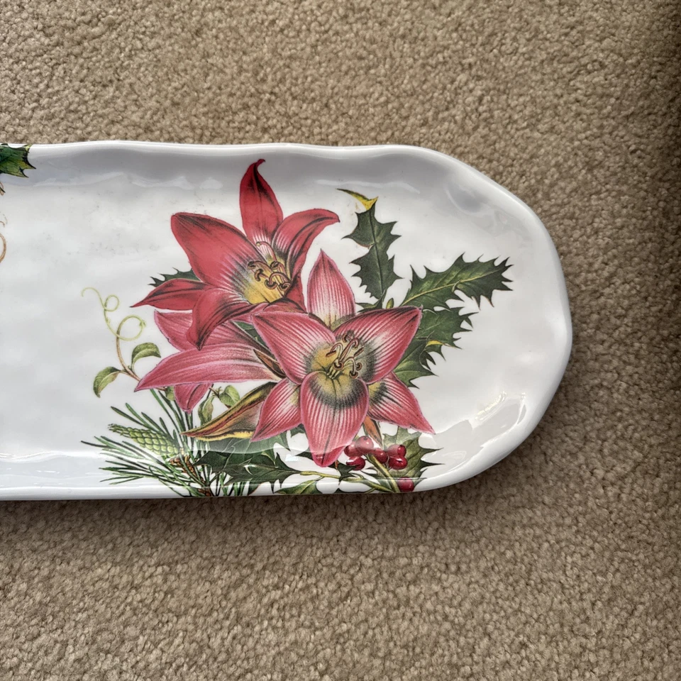 Michel Design Works Melamine Serving Tray Merry Christmas Floral Holly - Image 3 of 4