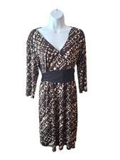 Tiana B USA M Animal Print Wrap Dress Career Chic Office Glam Stretch Midi