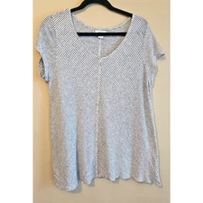 Sundance Linen T-Shirt Tee Womens Size M Casual Coastal Natural Chic, stripes