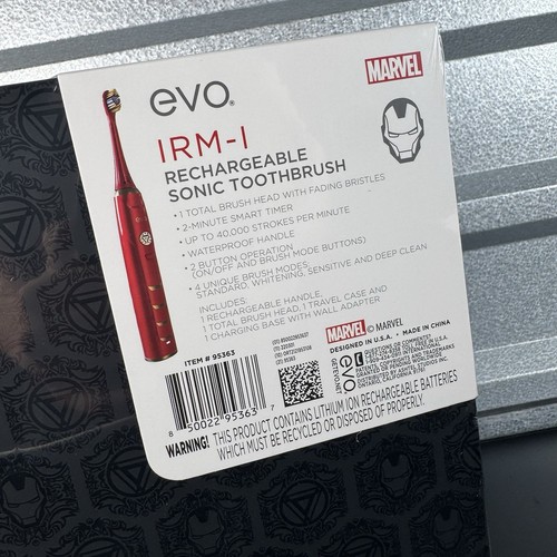 Evo Rechargeable Sonic Toothbrush Iron Man Travel Bag Included BRAND NEW SEALED - Picture 4 of 4