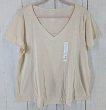 Sonoma Size XL The Everyday Tee Beige V Neck Short Sleeve Womens Top NWT