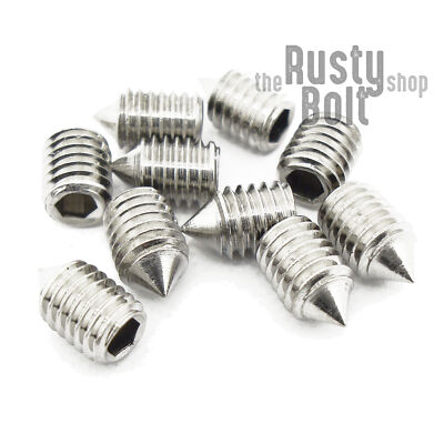 M5 x 8mm, Socket Set Screws Cone Point, A2 304 18-8, Stainless Steel