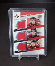 2014-15 UD CANADA JUNIORS DROUIN PETAN LAZAR TRIPLE JERSEY GAME USED Upper Deck