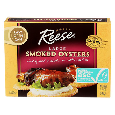 Reese Smoked Oysters, 3.7 Ounce Pack of 10, Seafood Snack