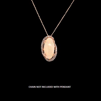 Ethiopian Opal Oval 4.75 Carat Halo Pendant In 14k Gold With Diamonds (50606)