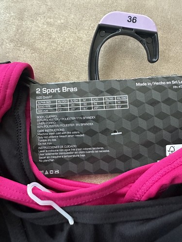 NWT GIRL'S SIZE XL ATHLETIC WORKS 2 PACK RACERBACK SPORT BRAS BAND SIZE 36 - Picture 5 of 6
