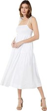 Marlene 290318 Women's Square Neck Smocked Midi Dress WHITE Size S
