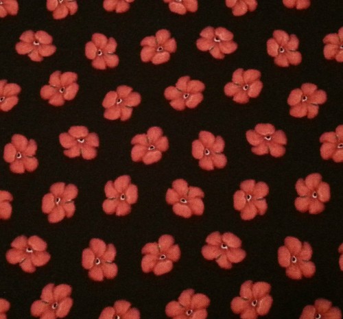 1 yd Geraniums by Country Folk Wurks for VIP Premium Floral Red on Black