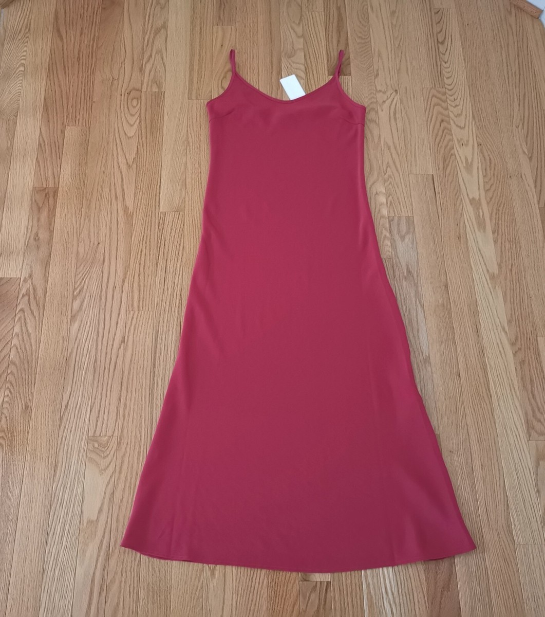 NWT Women Uniqlo Satin Camisole Dress Slip Red adjustable Straps