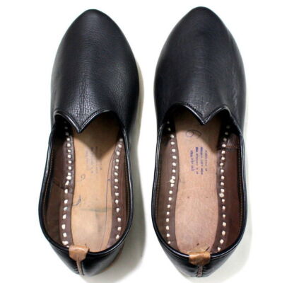 Men's Black Fine Leather Handmade Mojari Jutti Nagra Shoes Traditional Punjabi 