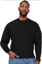 Mens Plain Sweatshirt Jumper Jersey Crew Neck Sweater Pullover Work Casual Top