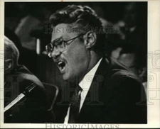 1986 Press Photo Sidney Bathelemy Speaking Into Microphone