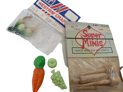 Dollhouse Miniature Grocery Food Bag Pizza VTG Kitchen Tools Rolling Pin Lot- 7 - Picture 5 of 5
