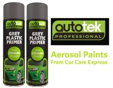 2 x AutoTek Grey Plastic Primer Multi-Purpose Aerosol Spray Paint 500ml