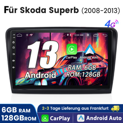 6+128G Android 14 Autoradio Carplay Für Skoda Superb 2008-2013 GPS Navi DAB+ BT