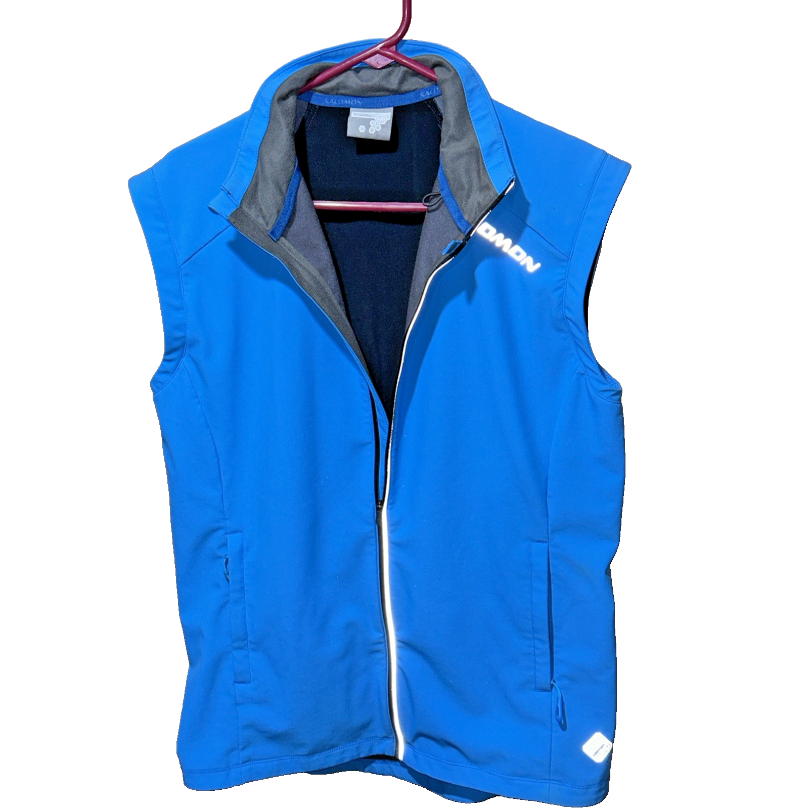 Salomon Clima Wind Gilet Donna Ciclismo Corsa Riflettente Full Zip Blu Taglia L