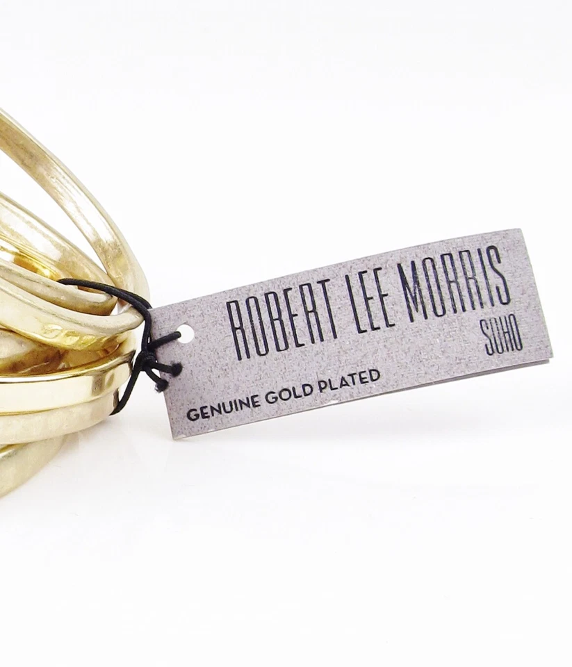 New Robert Lee Morris Soho Leaf Hammered Bangle Bracelets - Set Of 7 $125 - Image 3 of 4