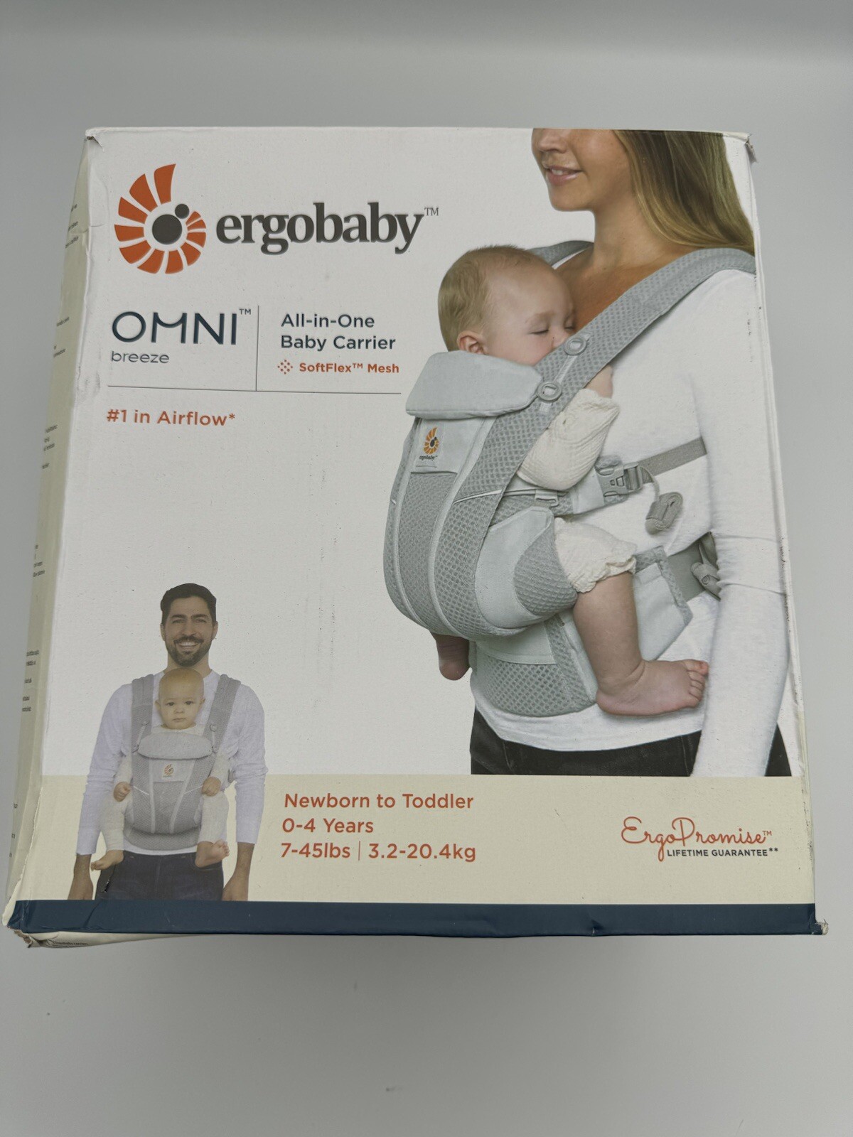 SEALED Ergobaby Omni Breeze All-in-One SoftFlex Mesh Baby Carrier Lumbar Support