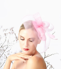 Soft Pink Feather Net Wedding Fascinator Woman Headpiece Cocktail Event Party