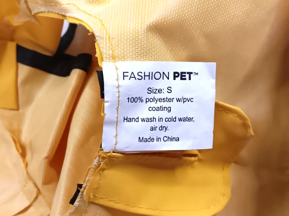 Moda Mascota Amarillo Perro Impermeable con Capucha, Rayas Reflectantes, Pequeño, Poncho Nuevo Foto 4 de 4