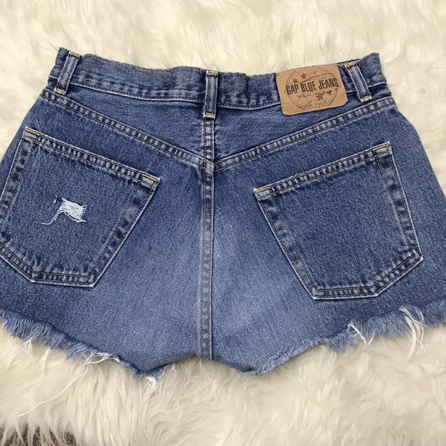 Gap Vtg Size 8 Denim Frayed Booty Cheeky High Waisted Shorts Button