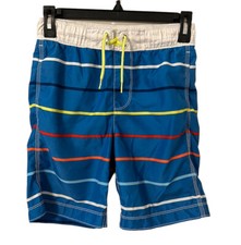 GAP Kids Blue Multicolor Stripe Boys Swim Trunks Size M
