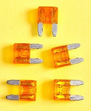 5 X MOTORRAD MINISICHERUNGEN 5 AMP ORANGE 11mm LANG MINI SPATEN ELEKTRISCHE SICHERUNG 5amp