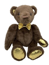 FAO Schwarz 160th Anniversary Gold Monogram Teddy Bear Plush Stuffed Animal 13"