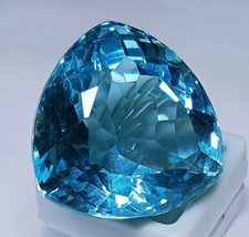 Ocean Blue Loose Gemstone Certified 117.30Ct Natural Aquamarine Trillion Cut